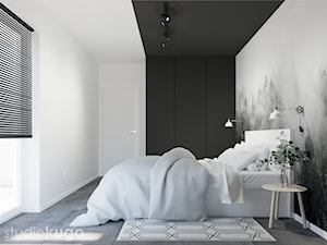 Mieszkanie w Wieliczce | Królewskie Tarasy - Średnia biała czarna sypialnia, styl minimalistyczny - zdjęcie od STUDIO KUGO