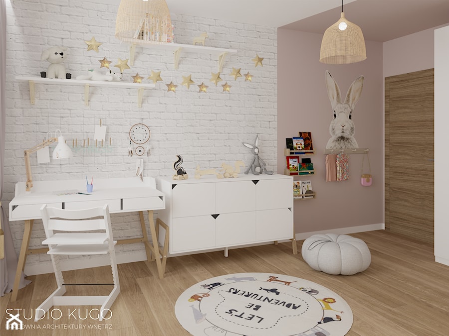 Mieszkanie w Katowicach | II | Bytkowska Park - Średni biały różowy pokój dziecka dla dziecka dla nastolatka dla dziewczynki - zdjęcie od STUDIO KUGO