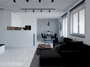 Dom w Modlniczce - Mały szary salon z kuchnią z jadalnią, styl nowoczesny - zdjęcie od STUDIO KUGO
