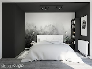 Mieszkanie w Wieliczce | Królewskie Tarasy - Średnia biała czarna sypialnia, styl minimalistyczny - zdjęcie od STUDIO KUGO
