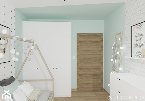 Mieszkanie w Katowicach | II | Bytkowska Park - Średni biały niebieski pokój dziecka dla nastolatka dla dziewczynki - zdjęcie od STUDIO KUGO