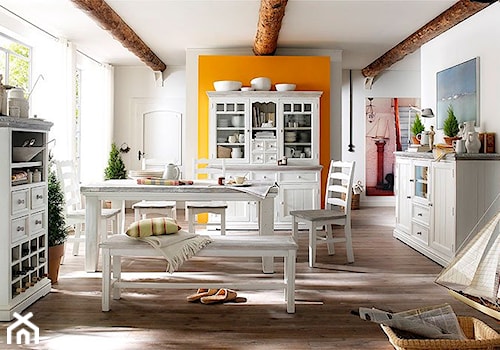 Biała kuchnia z jadalnią - meble drewniane - zdjęcie od MEBEL4U.PL