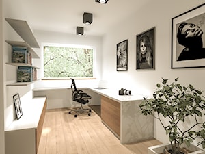 Dom na Gumieńcach - Duże z zabudowanym biurkiem białe biuro, styl skandynawski - zdjęcie od Herman Studio Projektowe