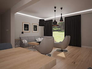 Dom jednopiętrowy - Średni szary salon z jadalnią, styl industrialny - zdjęcie od DemoDesign Jacek Staniszewski Studio projektowania wnętrz