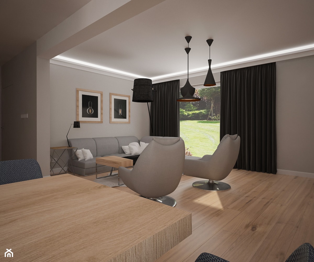 Dom jednopiętrowy - Średni szary salon z jadalnią, styl industrialny - zdjęcie od DemoDesign Jacek Staniszewski Studio projektowania wnętrz - Homebook