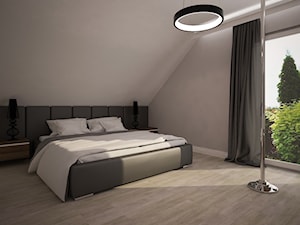 Dom jednopiętrowy na przedmieściach - Średnia biała szara sypialnia na poddaszu, styl nowoczesny - zdjęcie od DemoDesign Jacek Staniszewski Studio projektowania wnętrz