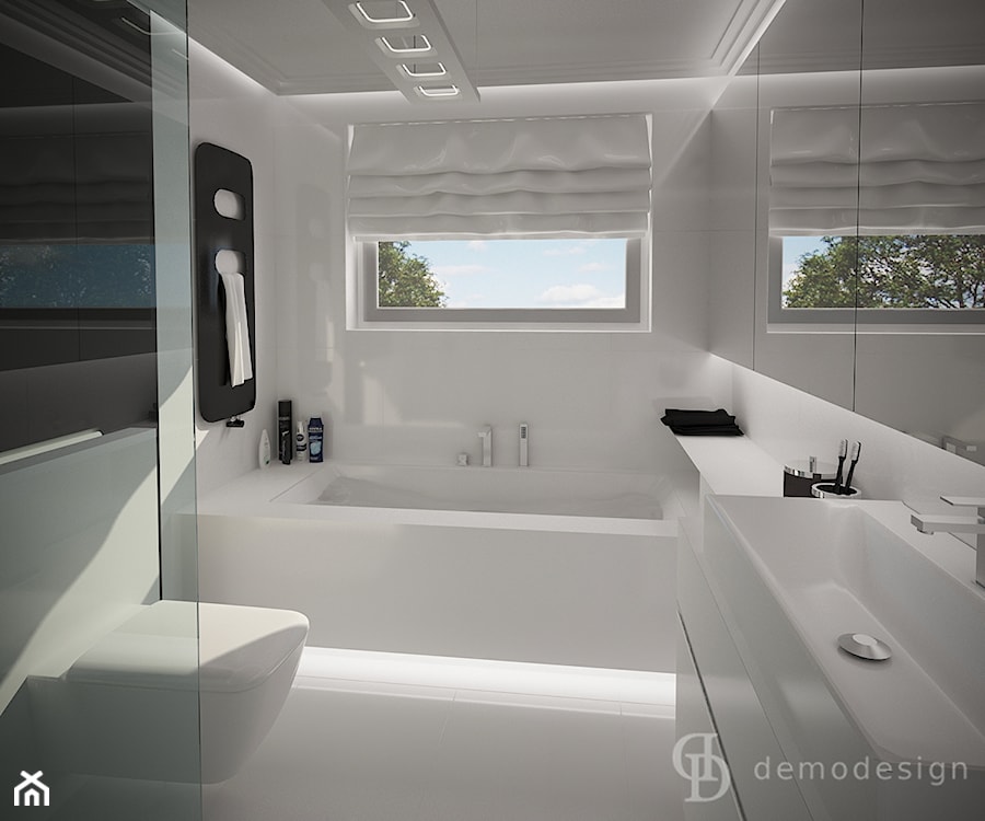 Śnieżnobiały salon kąpielowy - Łazienka, styl nowoczesny - zdjęcie od DemoDesign Jacek Staniszewski Studio projektowania wnętrz