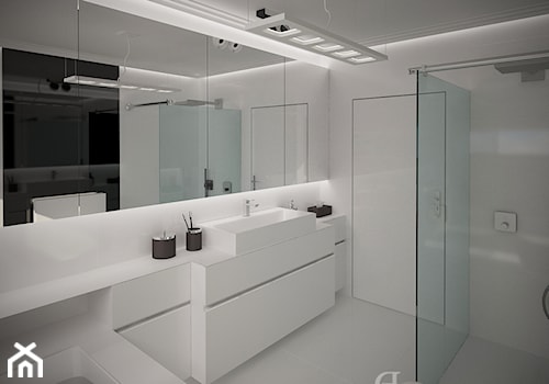 Stylowe salony kąpielowe - Średnia bez okna z lustrem łazienka, styl minimalistyczny - zdjęcie od DemoDesign Jacek Staniszewski Studio projektowania wnętrz