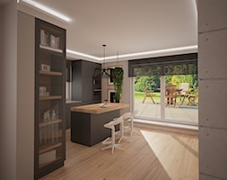 Dom jednopiętrowy - Średnia otwarta z salonem szara z zabudowaną lodówką kuchnia w kształcie litery ... - zdjęcie od DemoDesign Jacek Staniszewski Studio projektowania wnętrz - Homebook