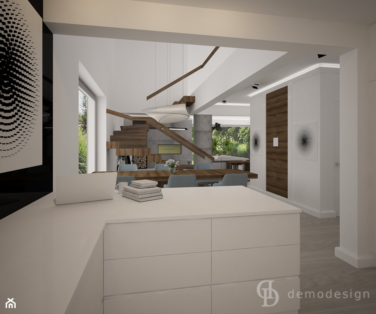 Dom jednopiętrowy na przedmieściach - Średnia biała jadalnia w kuchni, styl nowoczesny - zdjęcie od DemoDesign Jacek Staniszewski Studio projektowania wnętrz - Homebook