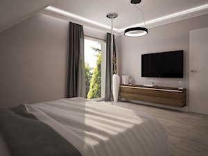 Dom jednopiętrowy na przedmieściach - Średnia szara sypialnia na poddaszu, styl nowoczesny - zdjęcie od DemoDesign Jacek Staniszewski Studio projektowania wnętrz