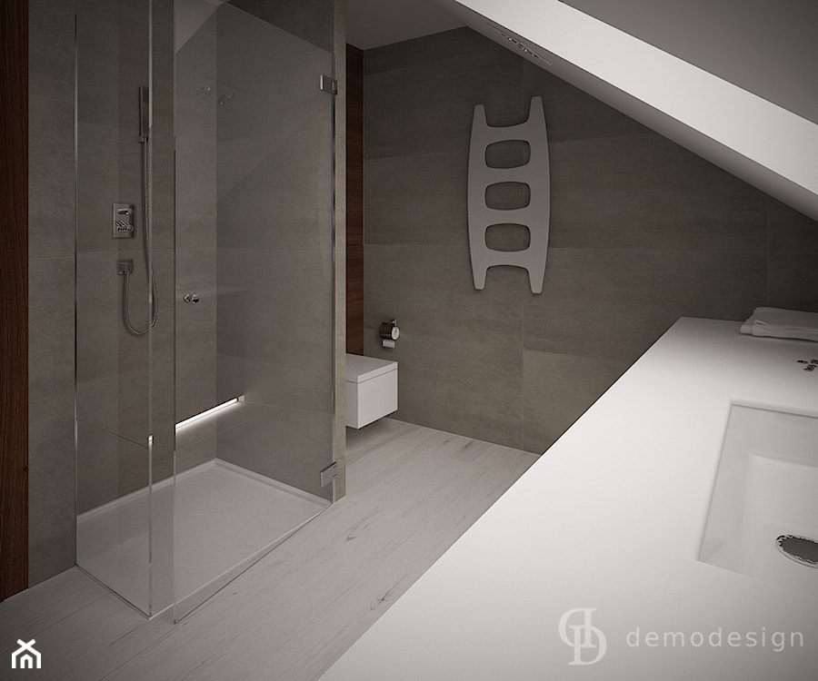 Stylowe salony kąpielowe - Średnia na poddaszu z marmurową podłogą łazienka z oknem, styl tradycyjny - zdjęcie od DemoDesign Jacek Staniszewski Studio projektowania wnętrz