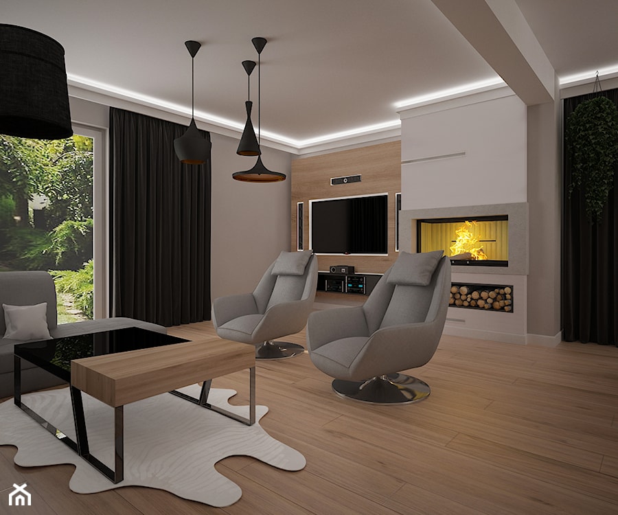 Dom jednopiętrowy - Średni szary salon, styl industrialny - zdjęcie od DemoDesign Jacek Staniszewski Studio projektowania wnętrz