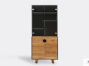 Drewniany słupek z półkami witryna do salonu pokoju GRAND - zdjęcie od RaWood Premium Furniture