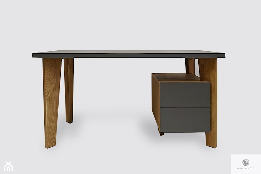 Designerskie biurko drewniane z kontenerkiem GRAND - zdjęcie od RaWood Premium Furniture