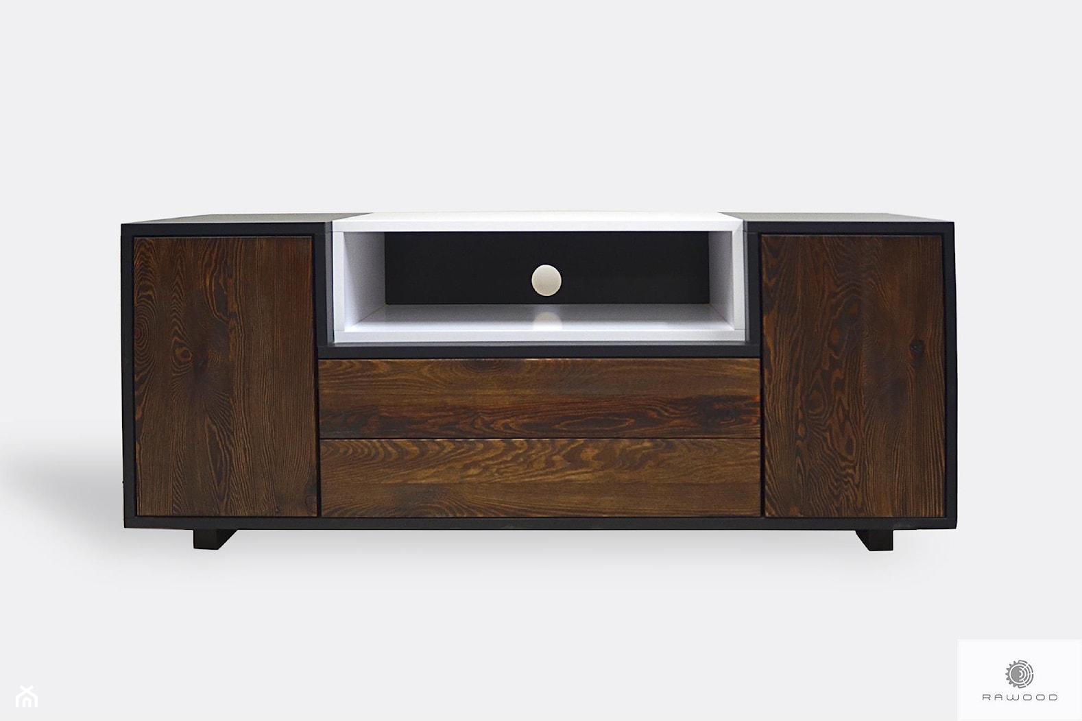 Szafka RTV pod telewizor drewniana nowoczesna do salonu BERGEN - zdjęcie od RaWood Premium Furniture - Homebook