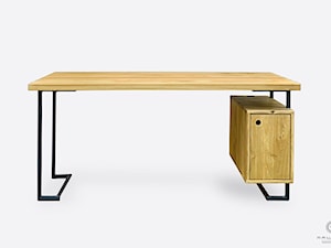 Dębowe biurko industrialne do gabinetu kancelarii biura OLIMPIA - zdjęcie od RaWood Premium Furniture