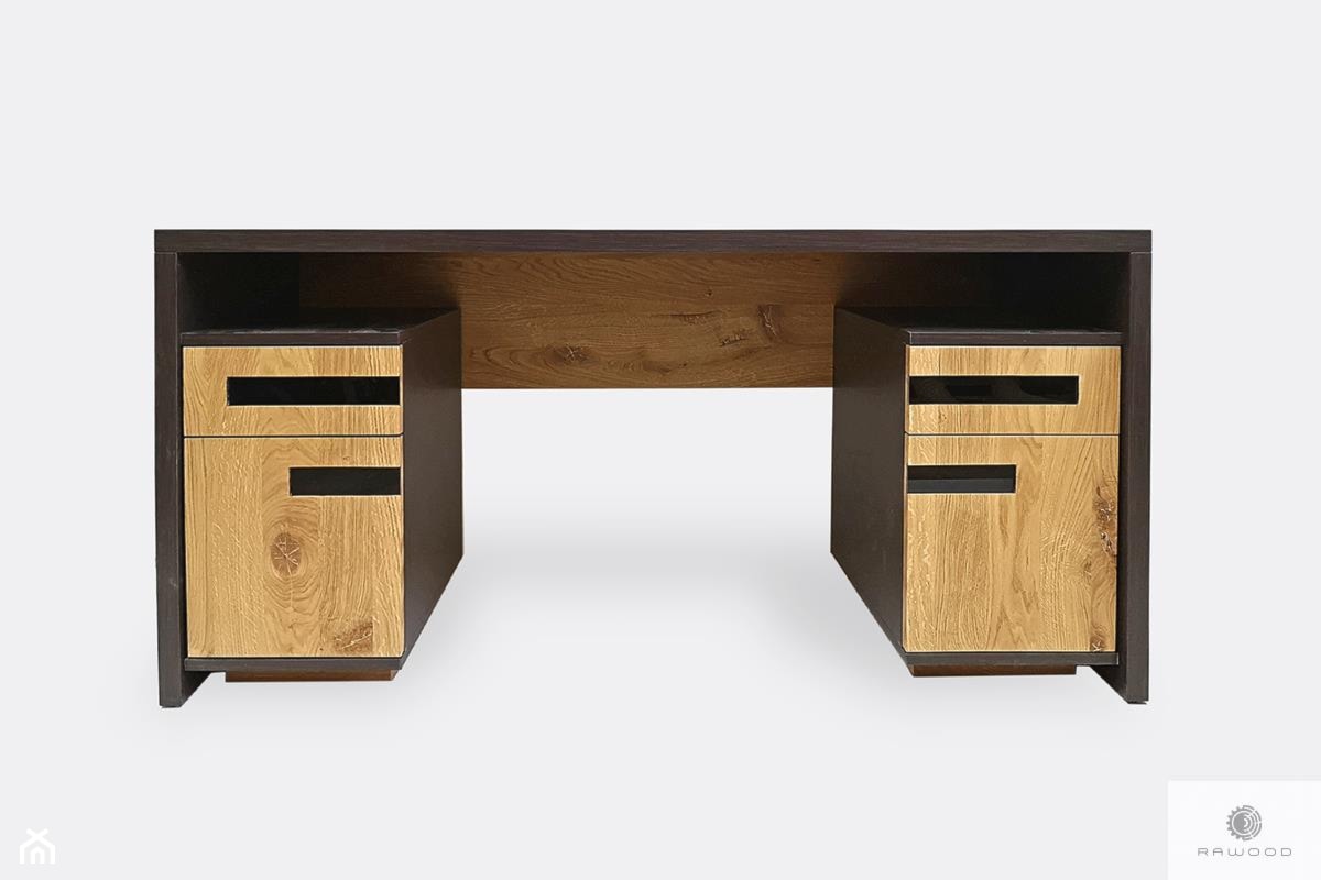 Dębowe biurko nowoczesne z litego drewna do gabinetu LAGOS - zdjęcie od RaWood Premium Furniture - Homebook