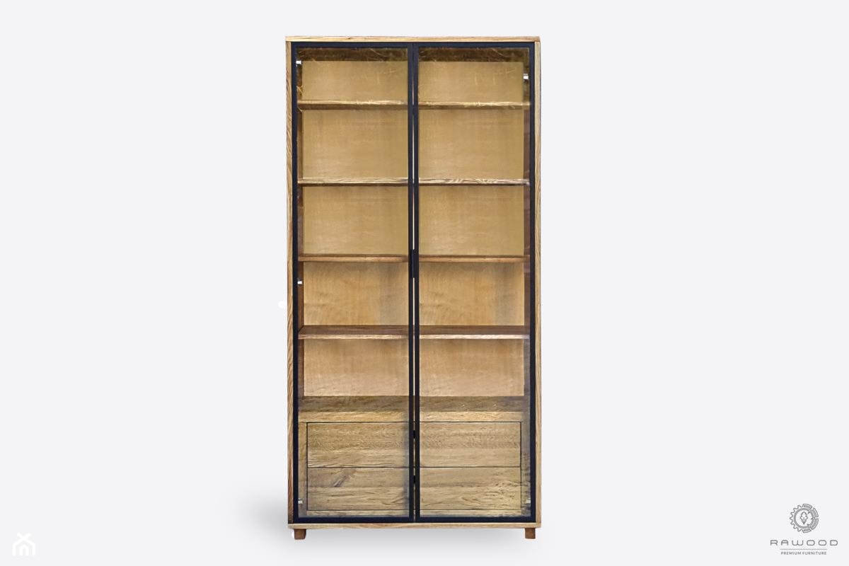 Witryna drewniana 2 szuflady i 4 półki MERIS I - zdjęcie od RaWood Premium Furniture - Homebook