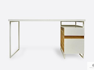 Białe biurko z kontenerkiem na metalowych nogach do biura DORIS - zdjęcie od RaWood Premium Furniture