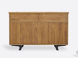 Industrialna komoda dębowa z litego drewna do salonu VITA II - zdjęcie od RaWood Premium Furniture