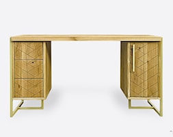 Dębowe biurko gabinetowe z drewna i stali do biura gabinetu CARIN II - zdjęcie od RaWood Premium Furniture - Homebook