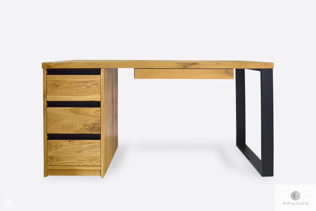 Biurko dębowe z szufladami z litego drewna do gabinetu MARLON - zdjęcie od RaWood Premium Furniture - Homebook