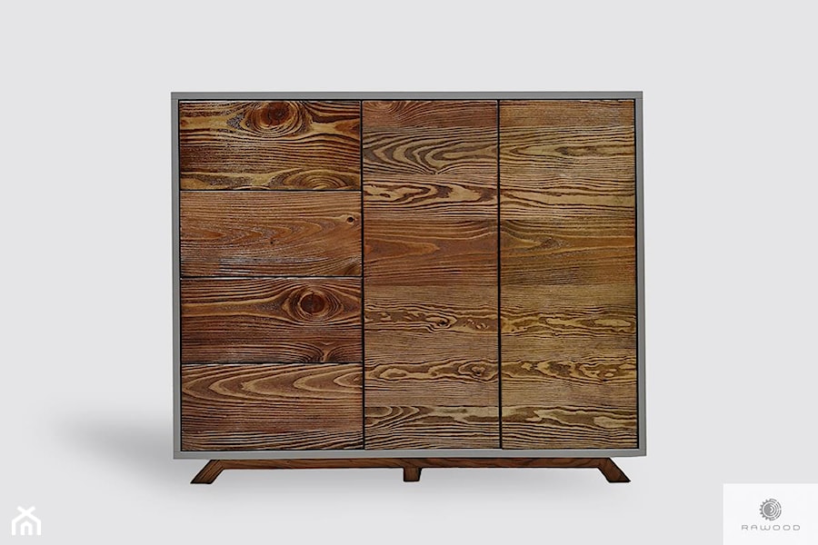 Nowoczesna drewniana komoda fronty ze starego drewna litego BERGEN - zdjęcie od RaWood Premium Furniture
