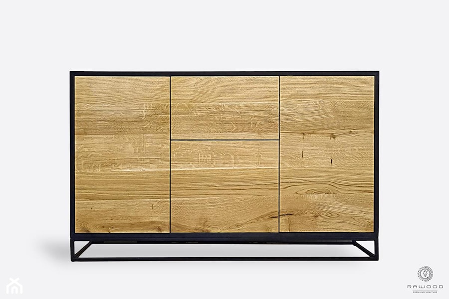 Loftowa komoda dębowa w industrialnym stylu z szufladami ADEO III - zdjęcie od RaWood Premium Furniture