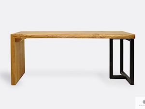 Ławka z drewna dębowego i stali do salonu przedpokoju HUGON I - zdjęcie od RaWood Premium Furniture