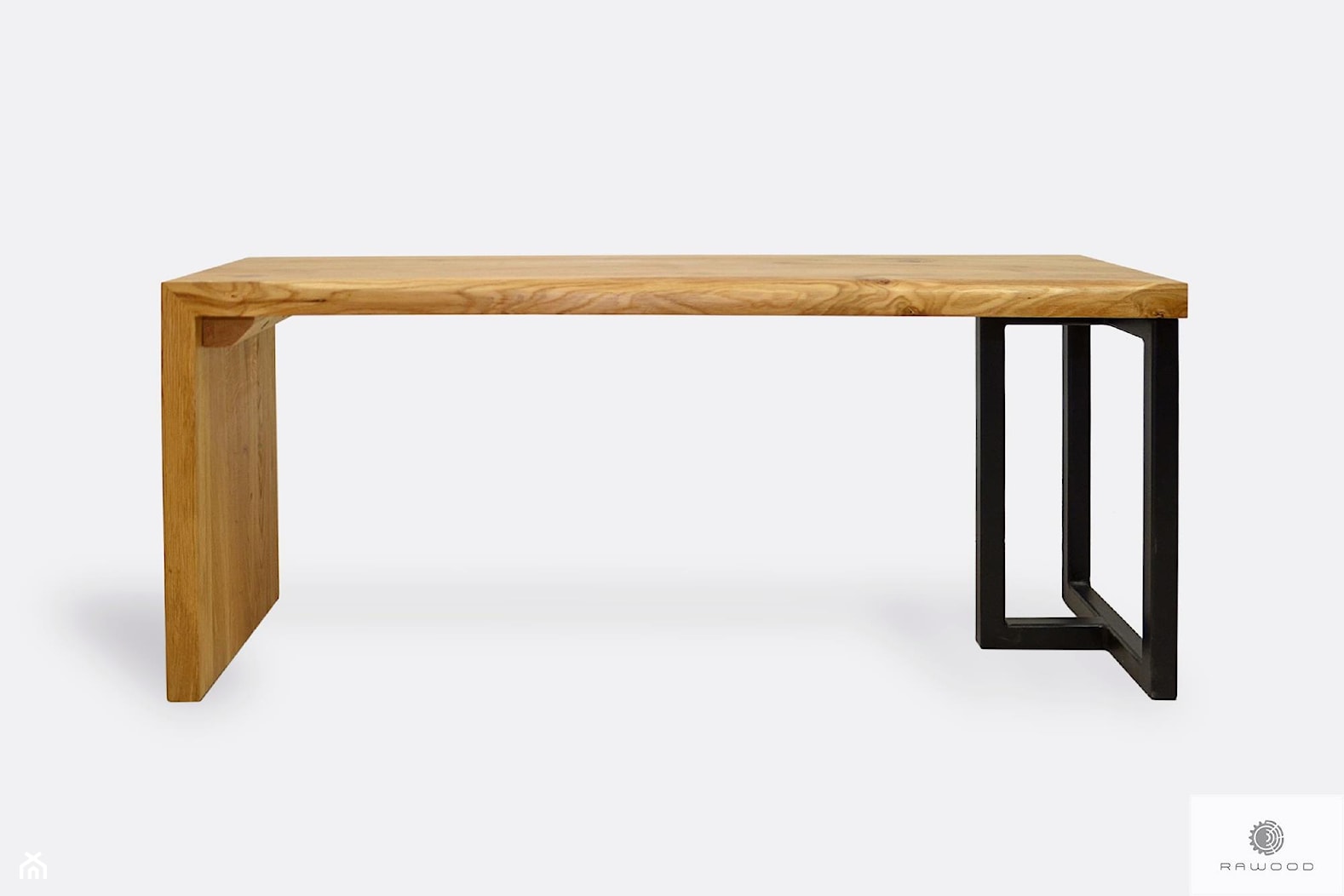 Ławka z drewna dębowego i stali do salonu przedpokoju HUGON I - zdjęcie od RaWood Premium Furniture - Homebook