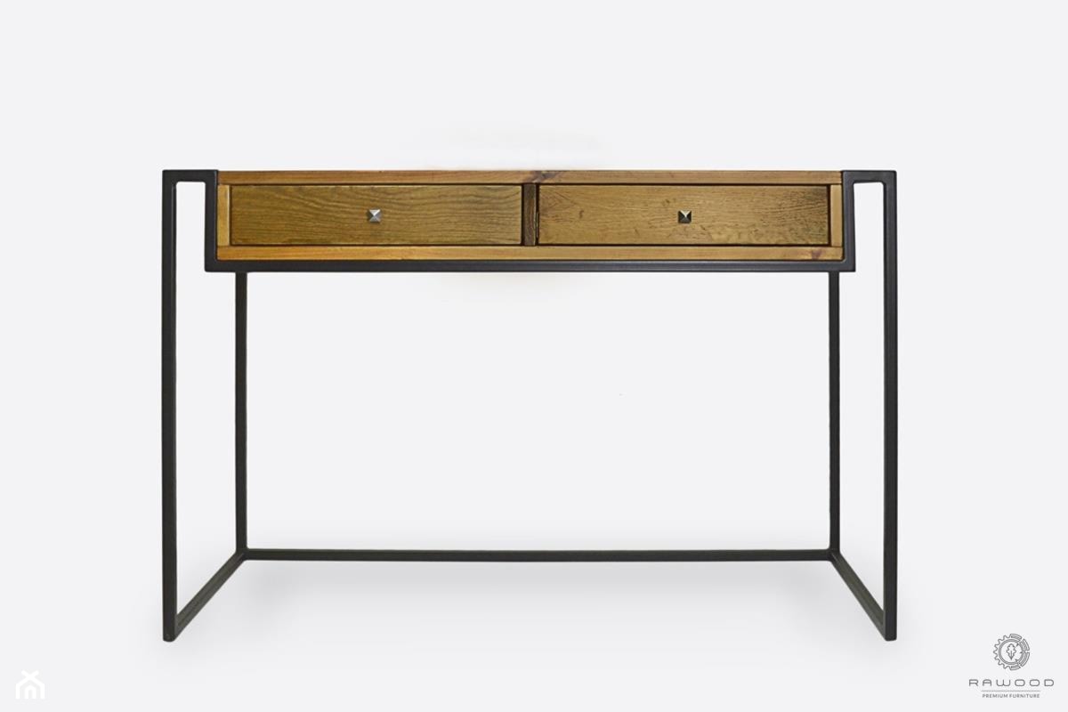 Industrialne biurko z drewna litego z szufladami do gabinetu - zdjęcie od RaWood Premium Furniture - Homebook
