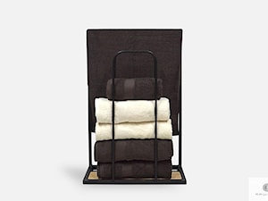 Stojak industrialny wieszak na ręczniki z drewna i metalu - zdjęcie od RaWood Premium Furniture