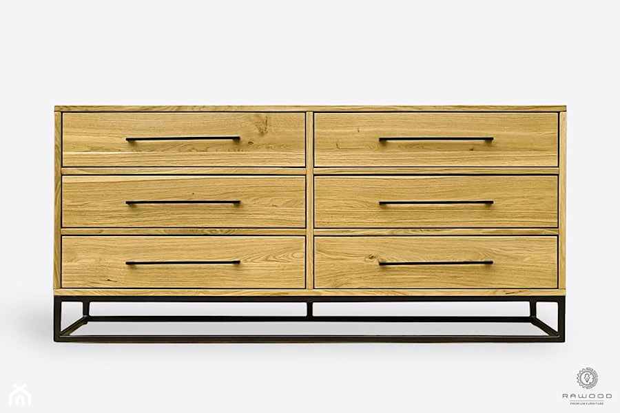 Industrialna komoda z szufladami z drewna dębowego do salonu MERIS - zdjęcie od RaWood Premium Furniture