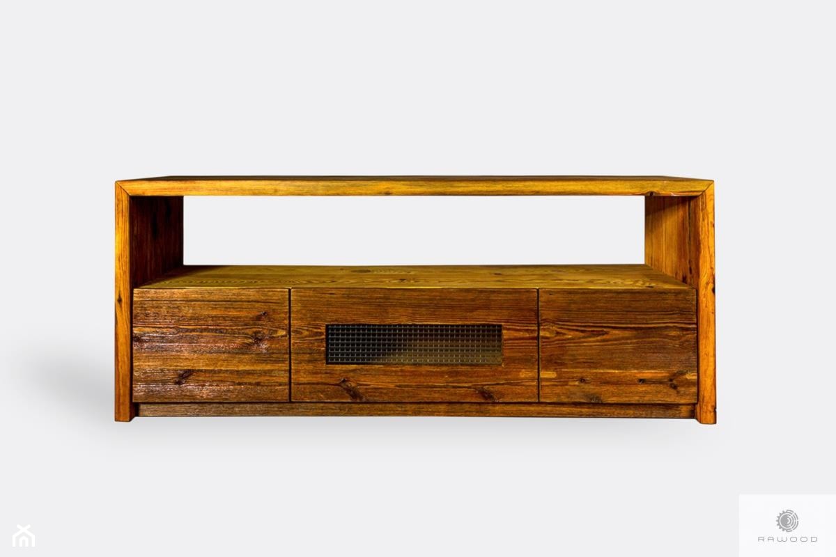 Szafka pod telewizor ze starego drewna litego do salonu AMBER - zdjęcie od RaWood Premium Furniture - Homebook