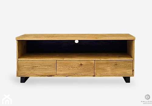 Szafka RTV loft dębowa z szufladami na metalowych nogach DELIO I - zdjęcie od RaWood Premium Furniture