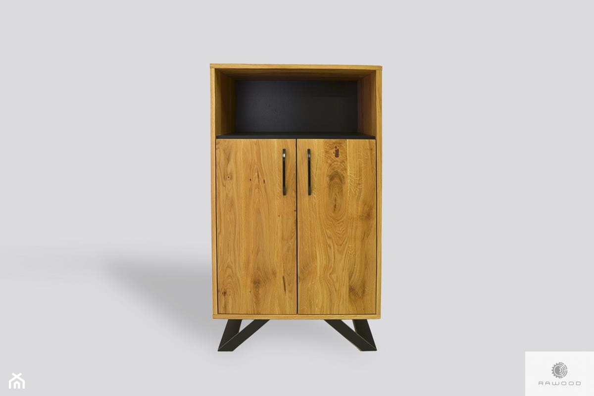 Dębowy słupek do salonu z drewna litego i metalu JORGEN II - zdjęcie od RaWood Premium Furniture - Homebook
