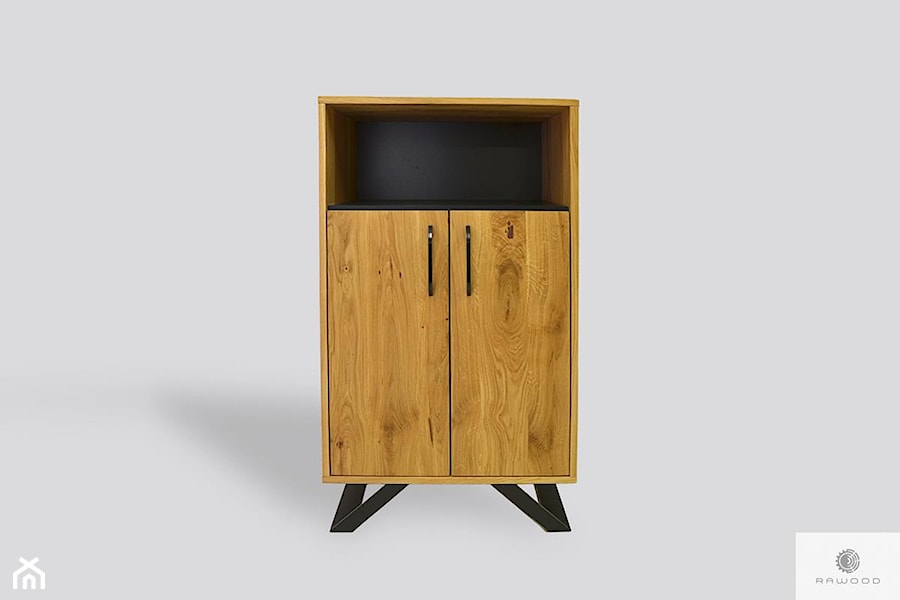 Dębowy słupek do salonu z drewna litego i metalu JORGEN II - zdjęcie od RaWood Premium Furniture