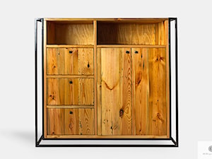 Industrialna komoda loft z drewna litego i metalu do salonu - zdjęcie od RaWood Premium Furniture