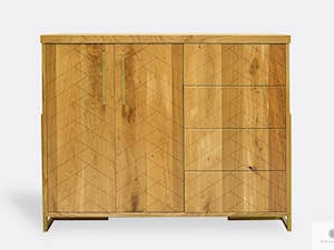 Komoda z dębowego drewna w jodełkę do salonu CARIN - zdjęcie od RaWood Premium Furniture