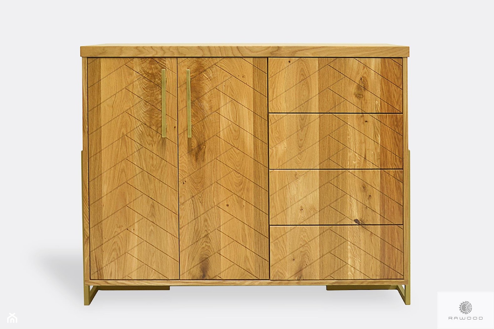 Komoda z dębowego drewna w jodełkę do salonu CARIN - zdjęcie od RaWood Premium Furniture - Homebook
