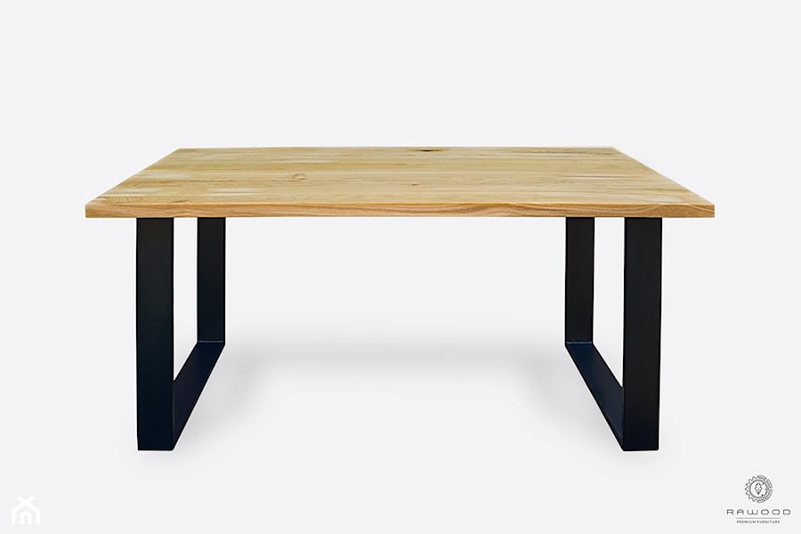 Industrialny stół dębowy z czarnymi metalowymi nogami WESTA - zdjęcie od RaWood Premium Furniture