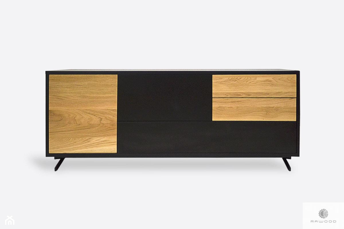 Nowoczesna drewniana szafka RTV pod telewizor do salonu CARLA - zdjęcie od RaWood Premium Furniture - Homebook
