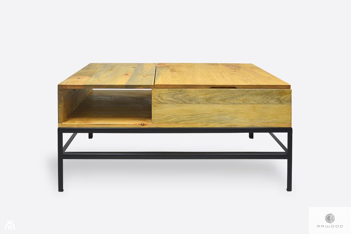 Drewniany stolik kawowy z podnoszonym blatem do salonu ASTOR - zdjęcie od RaWood Premium Furniture - Homebook