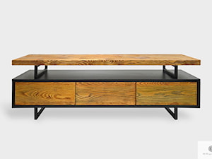 Szafka RTV z drewna i płyty na metalowych nogach NESCA II - zdjęcie od RaWood Premium Furniture