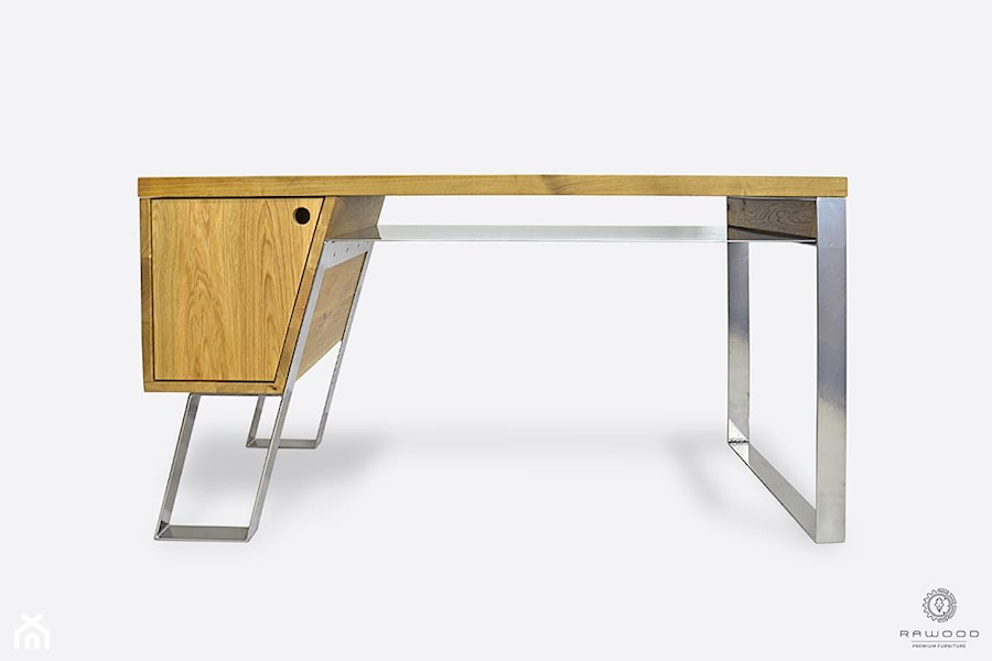 Biurko z dębowego drewna na metalowych nogach do gabinetu biura BORA - zdjęcie od RaWood Premium Furniture