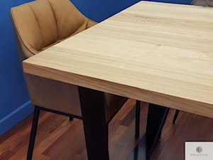 Stół duży, konferencyjny, dębowy na czarnej, stalowej nodze - zdjęcie od RaWood Premium Furniture