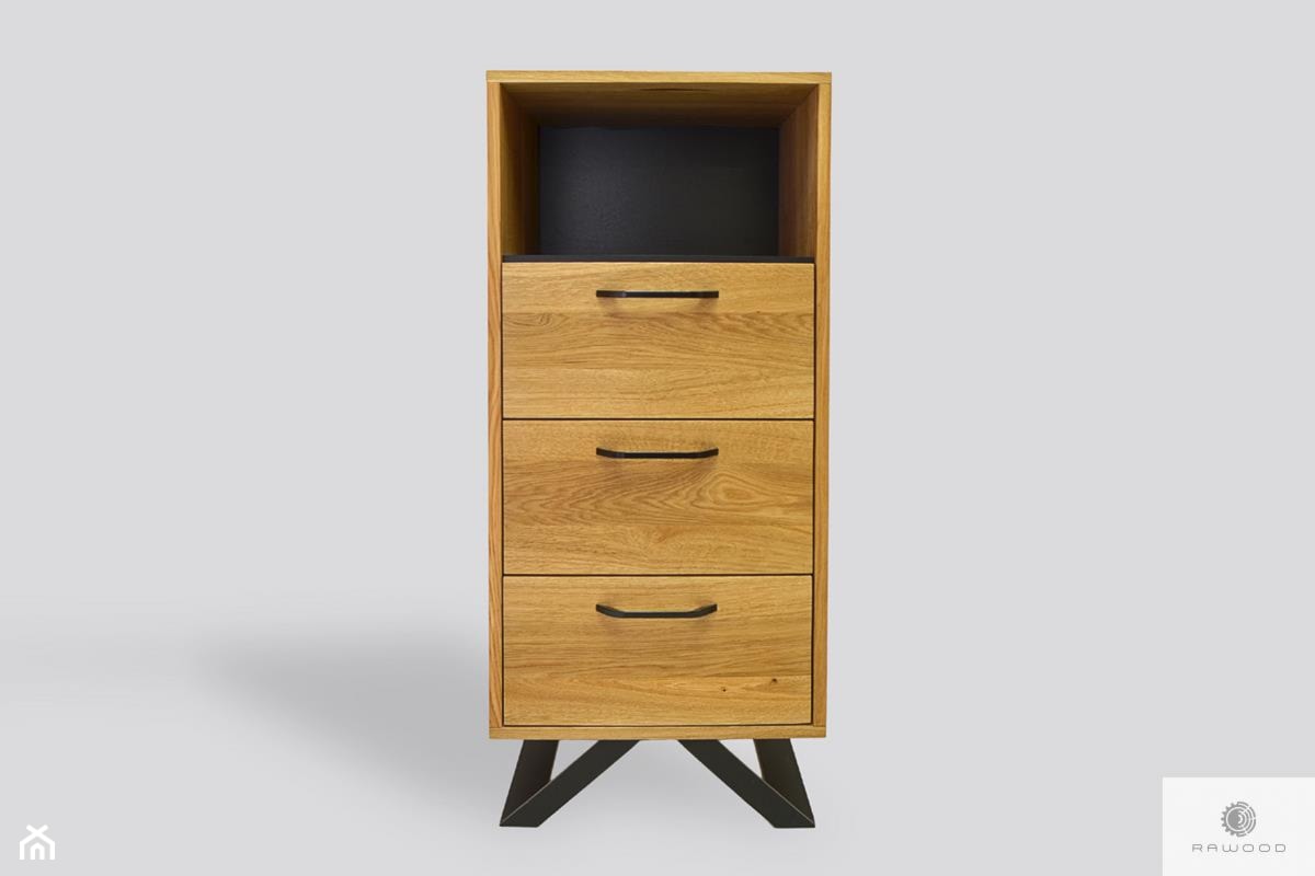 Słupek drewniany z szufladami do salonu sypialni JORGEN - zdjęcie od RaWood Premium Furniture - Homebook