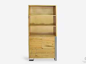 Regał na książki drewniany z szufladami do salonu sypialni BORA - zdjęcie od RaWood Premium Furniture