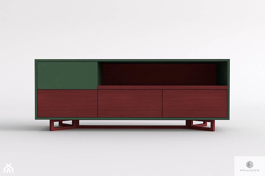 Szafka pod telewizor z drewna litego i płyty do salonu NORD - zdjęcie od RaWood Premium Furniture